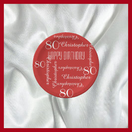 赤80歳の誕生日パーティーの繰り返し名 ペーパープレート