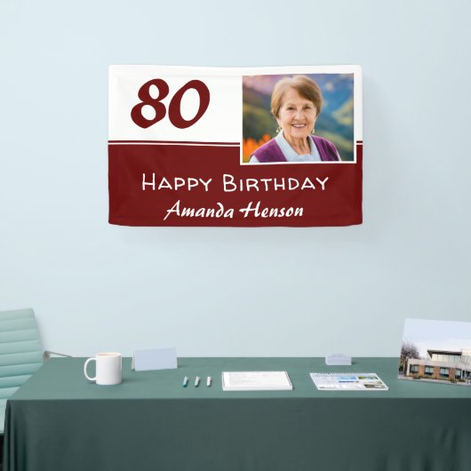 赤80thバースデーパーティー写真の背景 横断幕 (トレードショー)