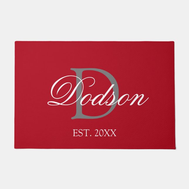 赤(あエレガントか)白（しろ）のモノグラム日付が制定される ドアマット (正面)
