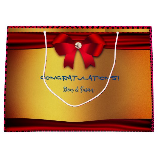 赤 – の結婚お祝いと詳細 – 大抱き枕 ラージペーパーバッグ (正面)