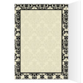 赤、アイボリー、および黒のダマスクのテーブル番号カード (内側 (左))