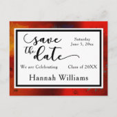 赤、アート卒業式ユニーク日付の保存 案内ポストカード (正面)