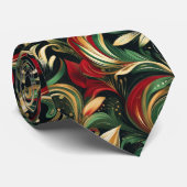 赤、エレガント緑、および金ゴールド抽象芸術ペイズリー離れの ネクタイ (ロール)