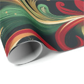 赤、エレガント緑、および金ゴールド抽象芸術ペイズリー離れの ラッピングペーパー (ロールコーナー)