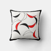 赤、エレガント黒、白の抽象芸術パターン クッション (裏面)