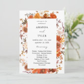 赤・オレンジフローラ結婚式プログラム 招待状 (スタンド正面)