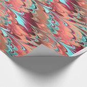 赤、オレンジ及びターコイズによって大理石模様をつけられるパターン ラッピングペーパー (角)