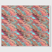 赤、オレンジ及びターコイズによって大理石模様をつけられるパターン ラッピングペーパー (フラット)