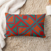 赤、オレンジ、およびターコイズ幾何学的 ランバークッション (ブランケット)