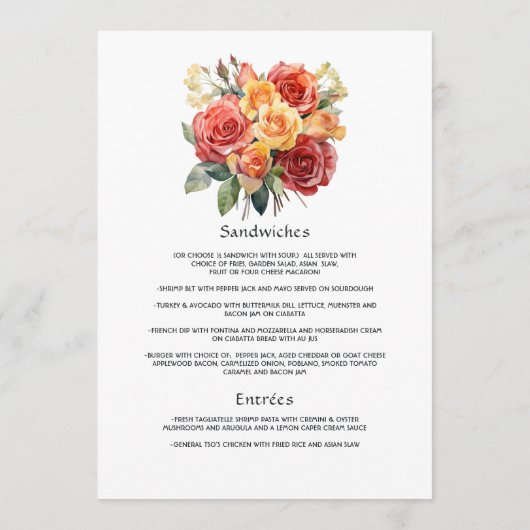 赤、オレンジ、セージのフローラ メニュー (裏面)