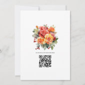 赤、オレンジ、セージの花をモチーフにしたウェディング 招待状 (裏面)