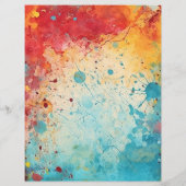 赤、オレンジ、ティール（緑がかった色）水の色のスプラッシュのジャーナルページ (裏面)