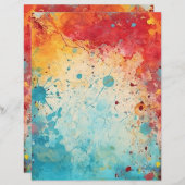 赤、オレンジ、ティール（緑がかった色）水の色のスプラッシュのジャーナルページ (正面/裏面)