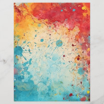 赤、オレンジ、ティール（緑がかった色）水の色のスプラッシュのジャーナルページ