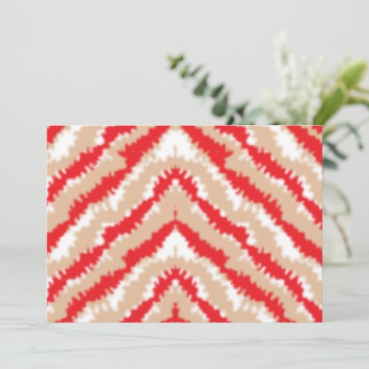 赤、オレンジ、ピンクのテクスチャパターンとモチーフ サンキューカード (スタンド正面)