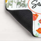 赤 オレンジ ポピー 水彩 花 リボン マウスパッド (コーナー)