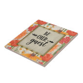 赤 オレンジ 花柄 ラスティック ウッド ビー アワ ゲスト タイル (側面)