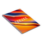 赤、オレンジ、青の波状抽象芸術 ノートブック (右側)