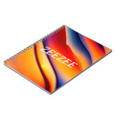 赤、オレンジ、青の波状抽象芸術 ノートブック (左側)