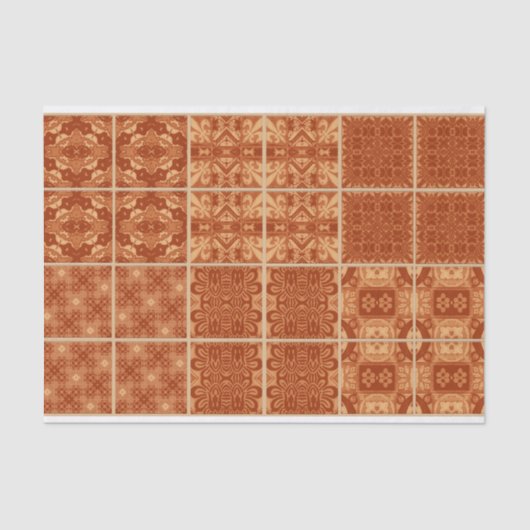 赤、オレンジ、黄色のタイルの切り離しティッシュペーパー 薄葉紙 (正面)