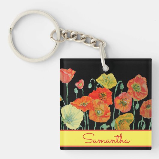 赤 オレンジ 黄色 ポピー 女の子の名前 キーホルダー (正面)