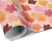 赤、オレンジ、黄、ピンクの水色紅葉 ラッピングペーパー (ロールコーナー)