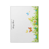 赤 オレンジ 黄 青 バタフライ 白 花 ノートパッド (回転)