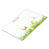 赤 オレンジ 黄 青 バタフライ 白 花 ノートパッド (アングル)