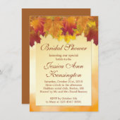 赤、カエデの金ゴールド葉ブライダルシャワーの招待 招待状 (正面/裏面)