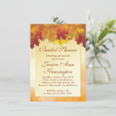 赤、カエデの金ゴールド葉ブライダルシャワーの招待 招待状 (スタンド正面)