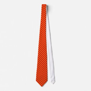赤、カボチャのオレンジの大きなシェブロンジグザグパターン ネクタイ