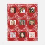 赤、クリスマス、雪かわいらし片、カスタム写真 フリースブランケット (正面)