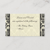 赤、クリーム、黒のダマスクギフト登録カード エンクロージャーカード (裏面)