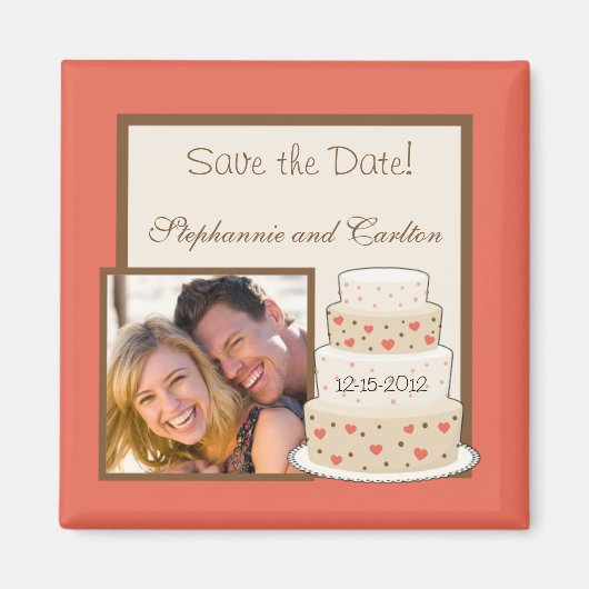赤/クレメ結婚のケーキ発表磁石 マグネット (正面)