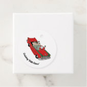 赤/グリーンサンタin車のメッセージカード フェイバータグ (インサイチュ)