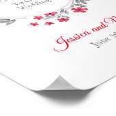 赤、グレーウォーター色のフローラリース ポスター (角)