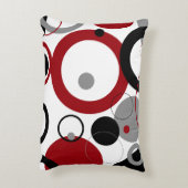 赤、グレー、および黒のドット アクセントクッション (裏面(縦))