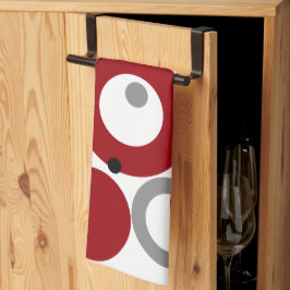 赤、グレー、および黒のドット キッチンタオル