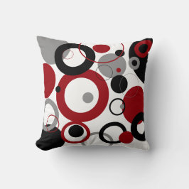 赤、グレー、および黒のドット クッション