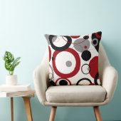 赤、グレー、および黒のドット クッション (椅子)