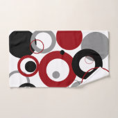 赤、グレー、および黒のドット バスタオルセット (ハンドタオル)