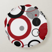 赤、グレー、および黒のドット ラウンドクッション (裏面)