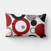 赤、グレー、および黒のドット ランバークッション (裏面)