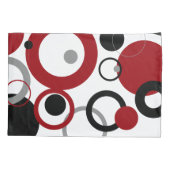 赤、グレー、および黒のドット 枕カバー (裏面)