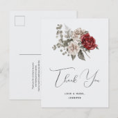 赤 グレー クリーム ボーホー フラワー ブーケ ありがとうございます ポストカード (正面/裏面)