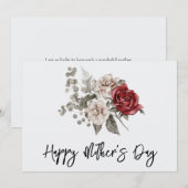 赤 グレー & クリーム ボーホー フラワー ブーケ 母の日 シーズンカード (正面/裏面)