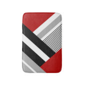 赤、グレー、白、黒のジオメトリックな形状 バスマット (正面縦)