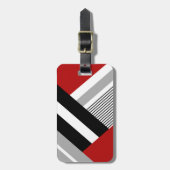 赤、グレー、白、黒のジオメトリックな形状 ラゲッジタグ (正面縦)