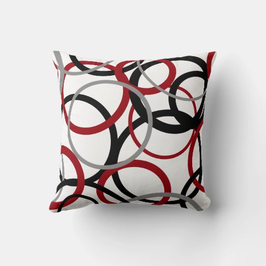 赤、グレー、黒の円 クッション (裏面)