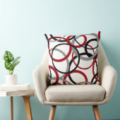 赤、グレー、黒の円 クッション (椅子)